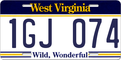 WV license plate 1GJ074