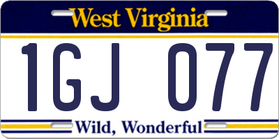 WV license plate 1GJ077
