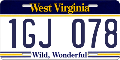 WV license plate 1GJ078