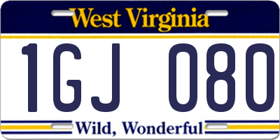 WV license plate 1GJ080