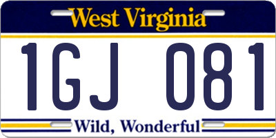 WV license plate 1GJ081