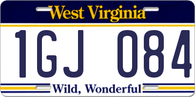 WV license plate 1GJ084
