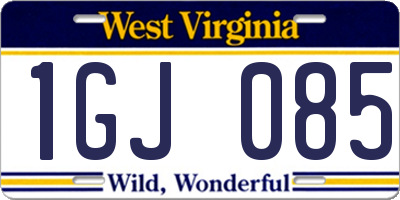WV license plate 1GJ085