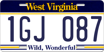 WV license plate 1GJ087