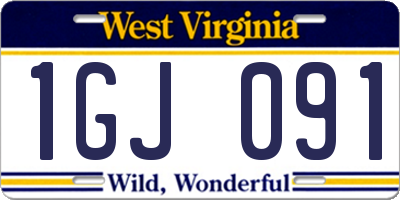 WV license plate 1GJ091