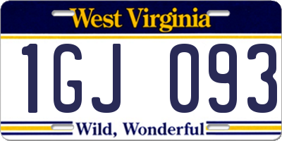 WV license plate 1GJ093