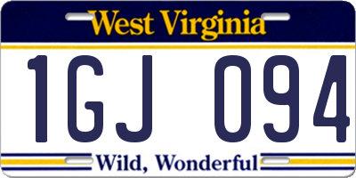 WV license plate 1GJ094