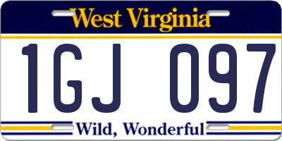 WV license plate 1GJ097