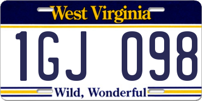 WV license plate 1GJ098