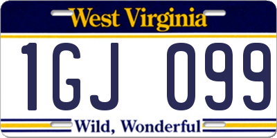 WV license plate 1GJ099