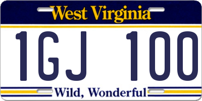WV license plate 1GJ100