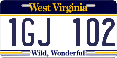 WV license plate 1GJ102