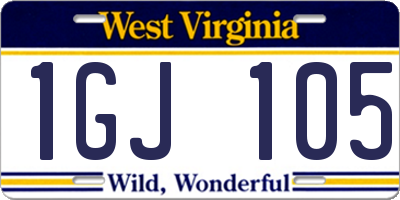 WV license plate 1GJ105