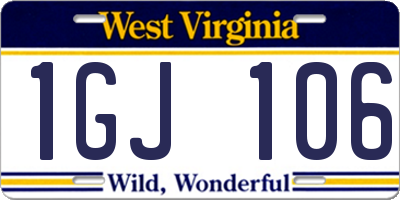 WV license plate 1GJ106