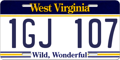WV license plate 1GJ107