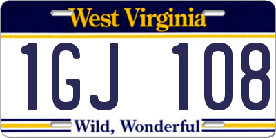 WV license plate 1GJ108
