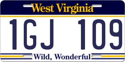 WV license plate 1GJ109