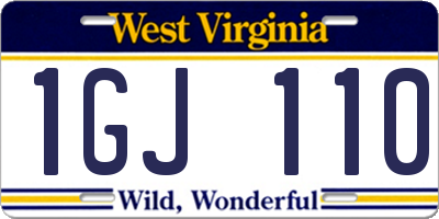 WV license plate 1GJ110