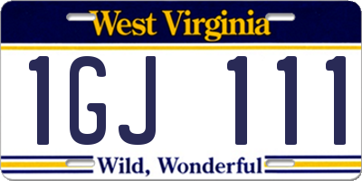WV license plate 1GJ111