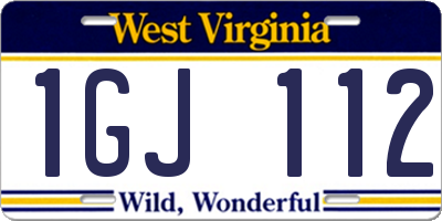 WV license plate 1GJ112