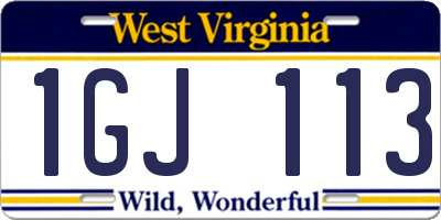 WV license plate 1GJ113