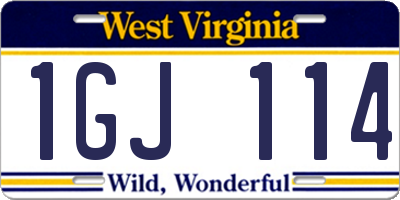 WV license plate 1GJ114