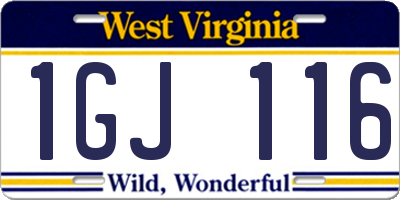 WV license plate 1GJ116