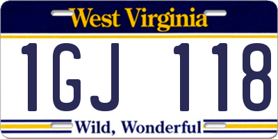 WV license plate 1GJ118
