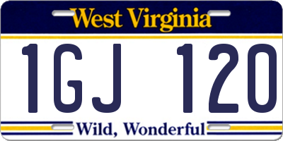 WV license plate 1GJ120