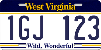 WV license plate 1GJ123
