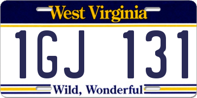 WV license plate 1GJ131