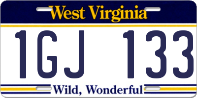 WV license plate 1GJ133