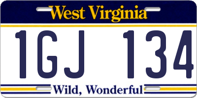 WV license plate 1GJ134