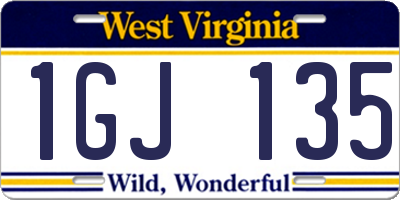 WV license plate 1GJ135