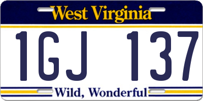 WV license plate 1GJ137