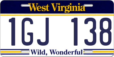WV license plate 1GJ138