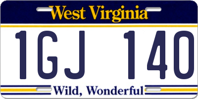 WV license plate 1GJ140