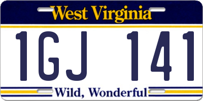 WV license plate 1GJ141