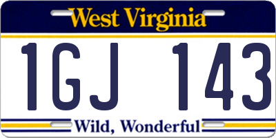 WV license plate 1GJ143