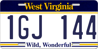 WV license plate 1GJ144