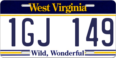 WV license plate 1GJ149