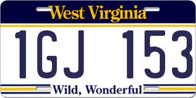 WV license plate 1GJ153