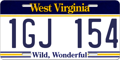 WV license plate 1GJ154