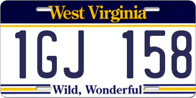 WV license plate 1GJ158