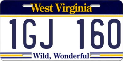 WV license plate 1GJ160