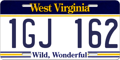 WV license plate 1GJ162