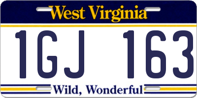 WV license plate 1GJ163