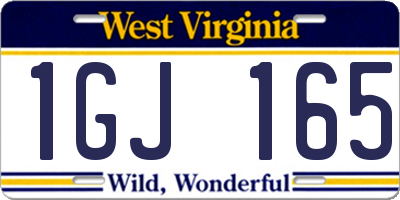 WV license plate 1GJ165