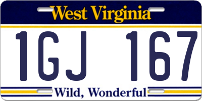 WV license plate 1GJ167