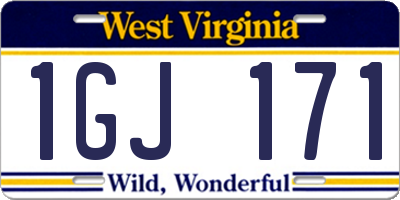 WV license plate 1GJ171